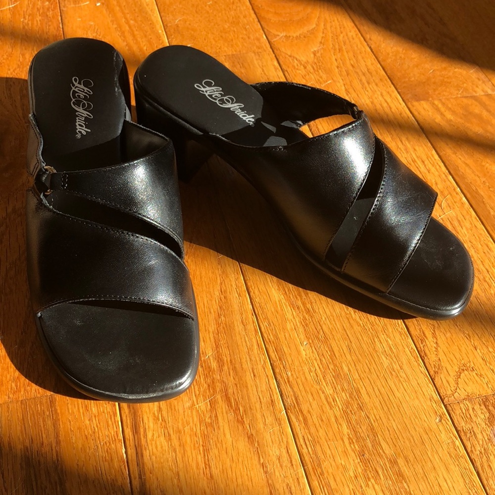 Black Life Stride Chunky Heel Sandal